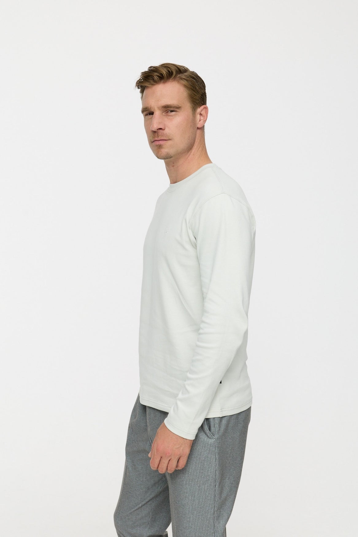 DiOwen Langarm Shirt Slim Fit | Lt. Grey