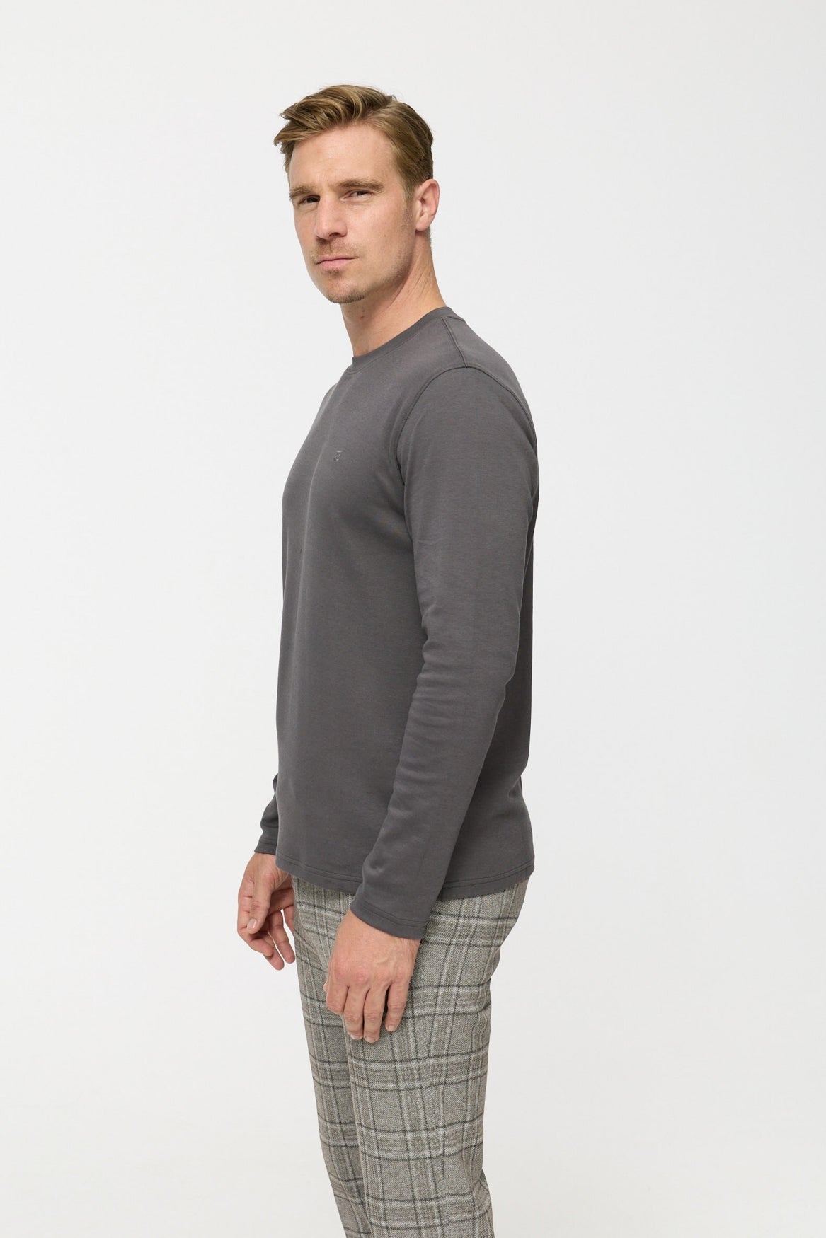 DiOwen Langarm Shirt Slim Fit | Charcoal