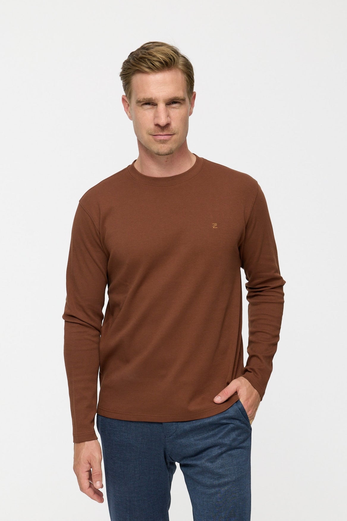 DiOwen Langarm Shirt Slim Fit | Rust