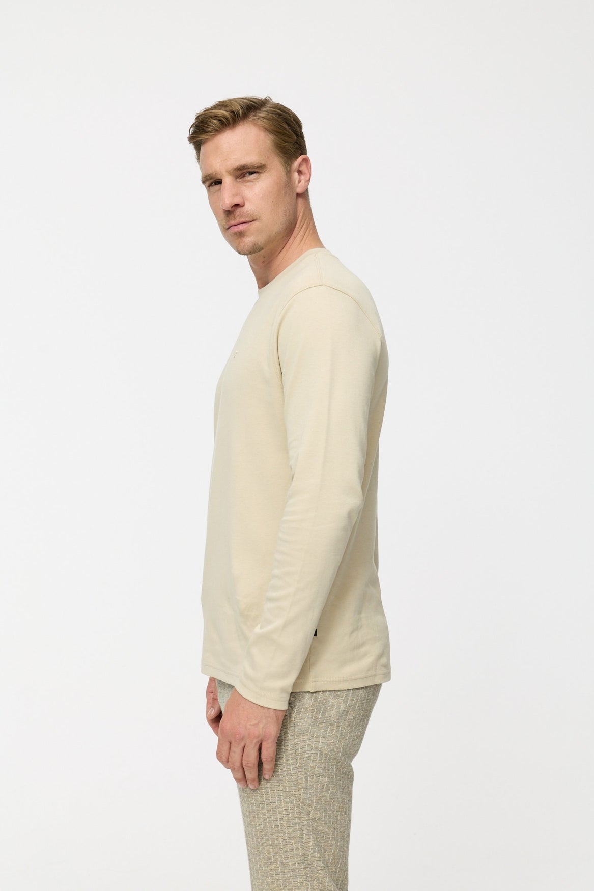 DiOwen Langarm Shirt Slim Fit | Lt. Beige