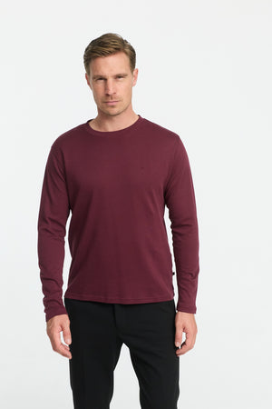 DiOwen Langarm Shirt Slim Fit | Dk. Red