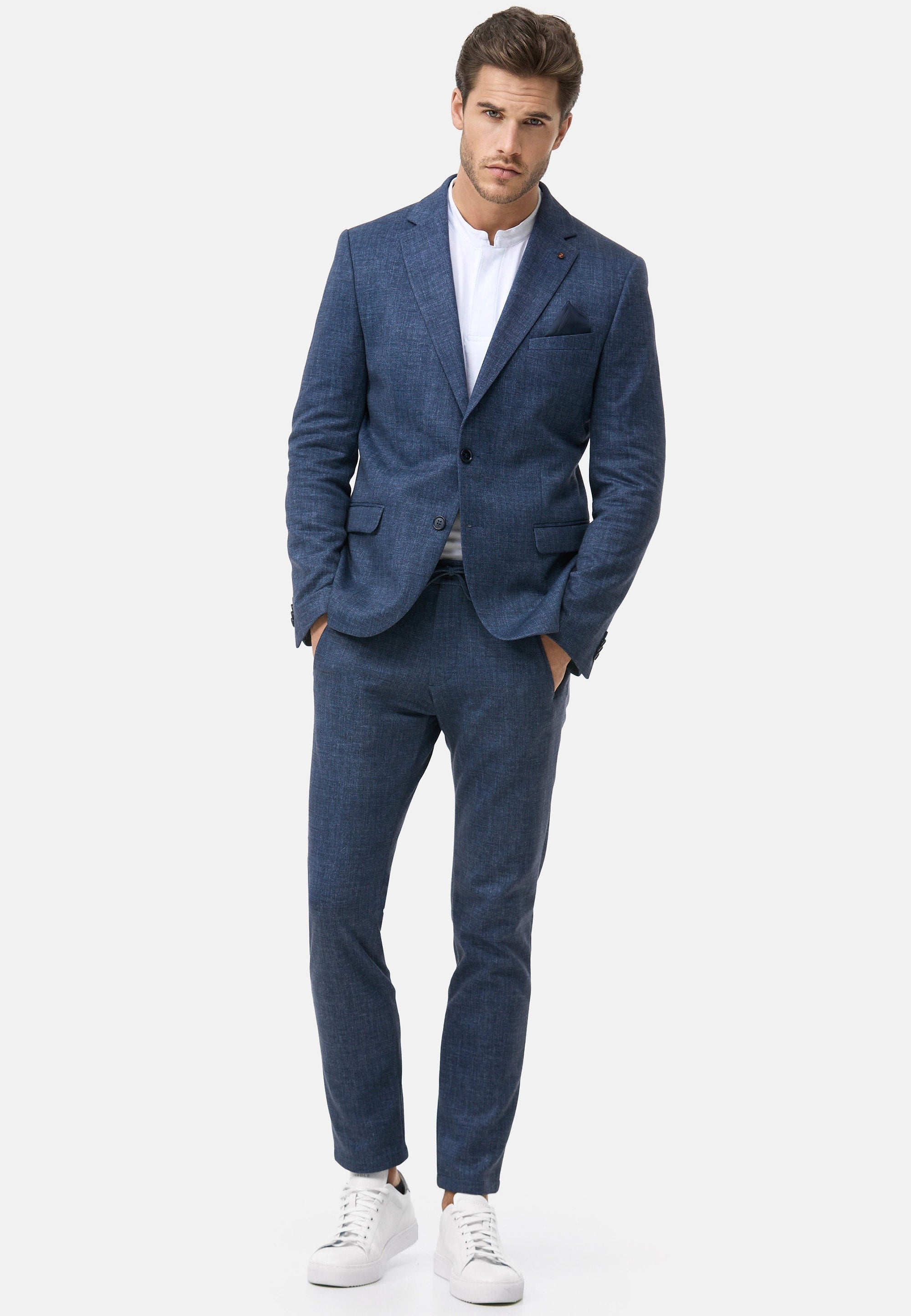 Herren Jersey Anzug in Navy, Vorderansicht