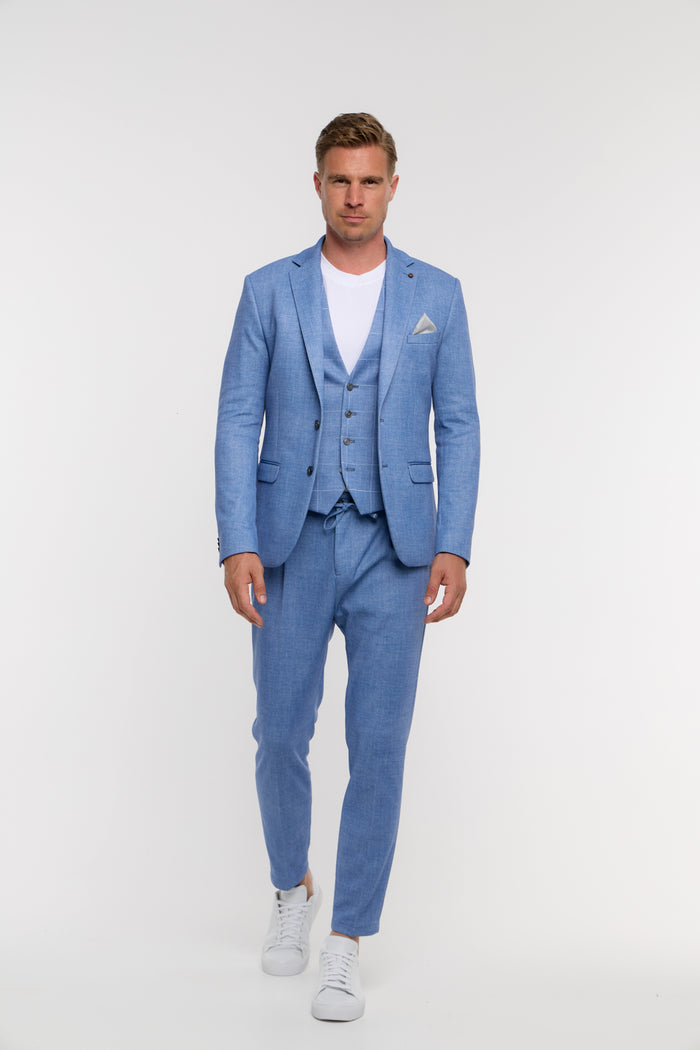 Herren Jersey Anzug in Bright Blue, Vorderansicht