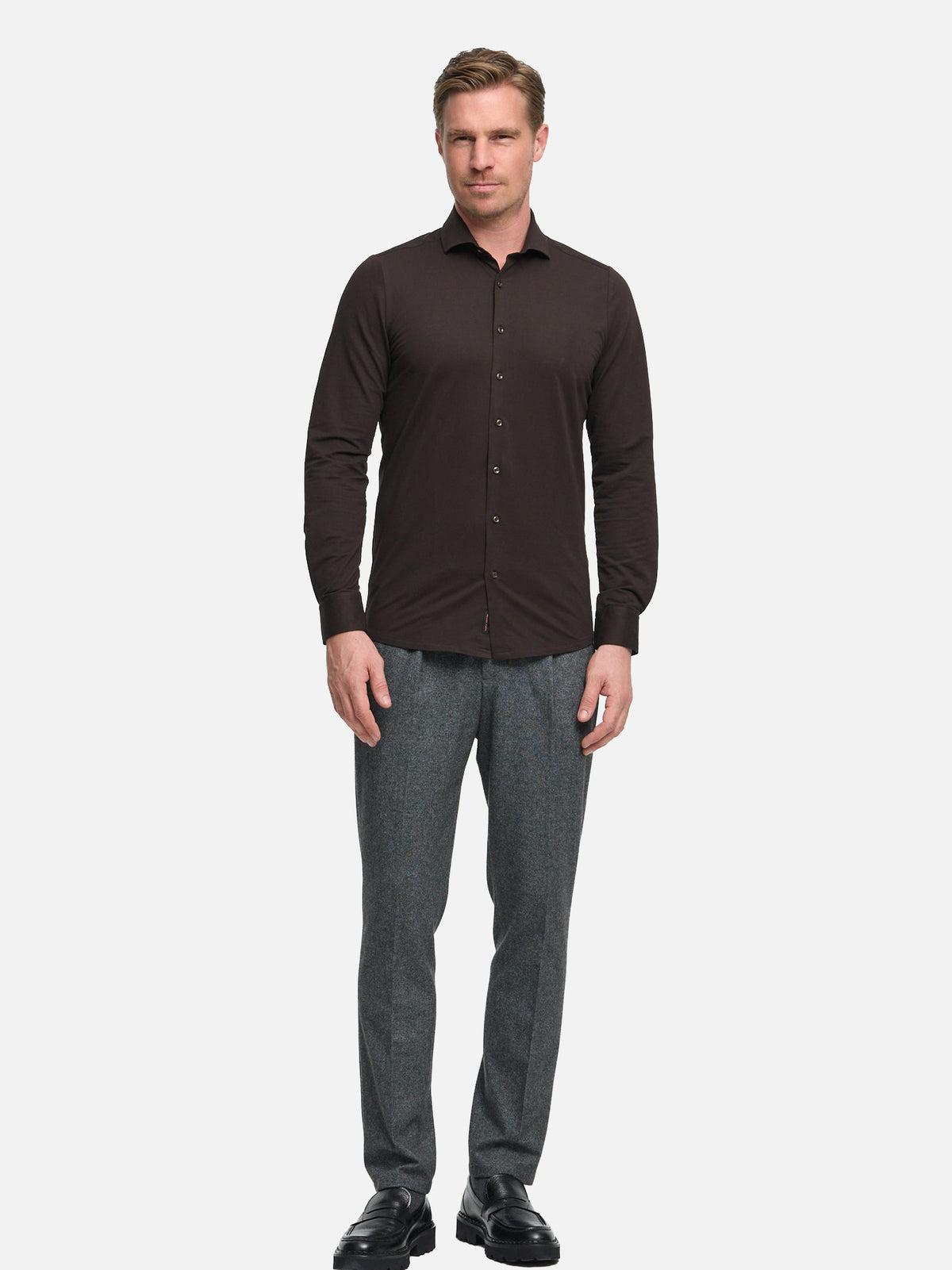 DiHans Hemd Slim Fit | Dk. Brown