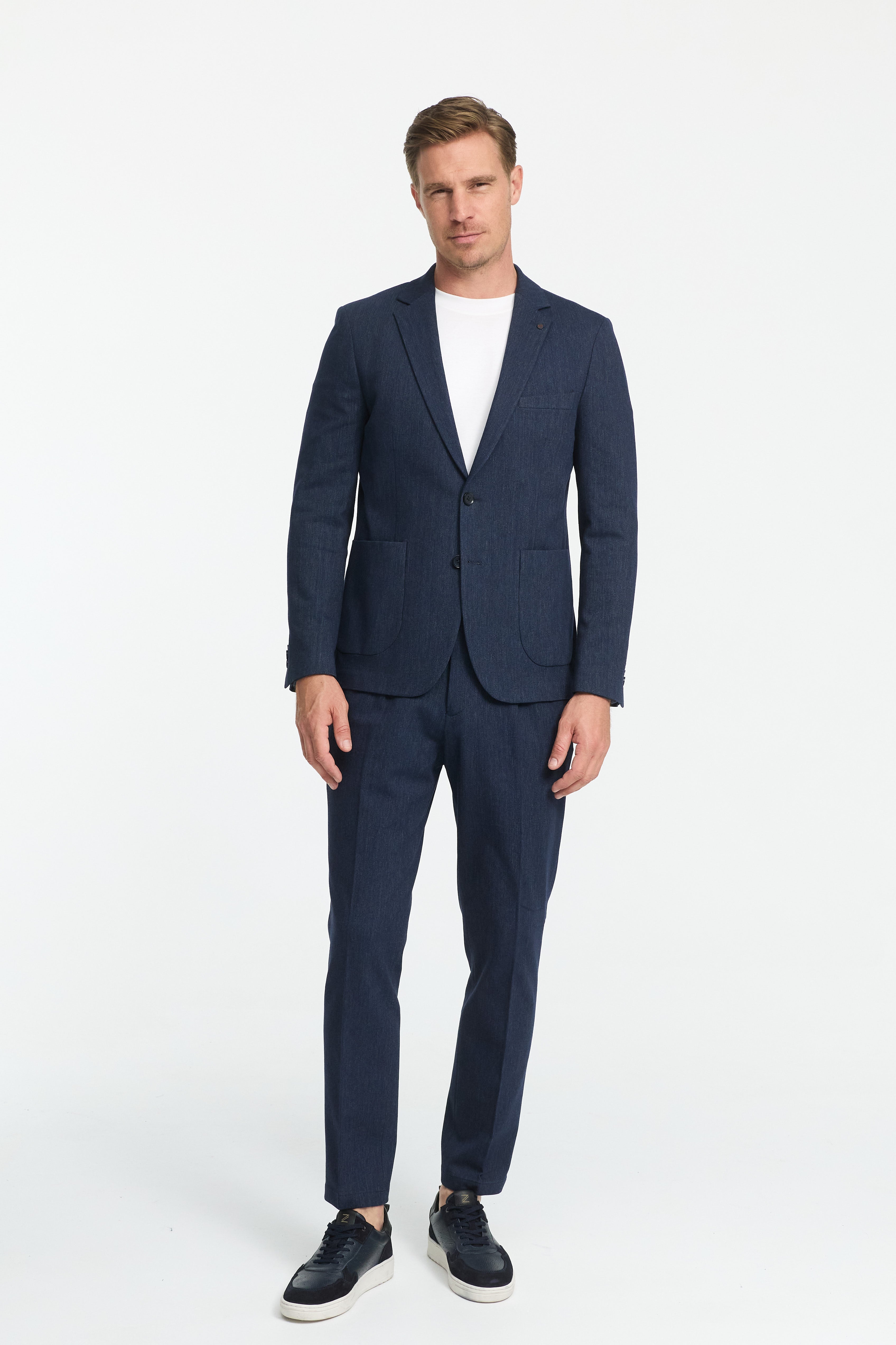 Herren Jersey Anzug in Navy, Vorderansicht