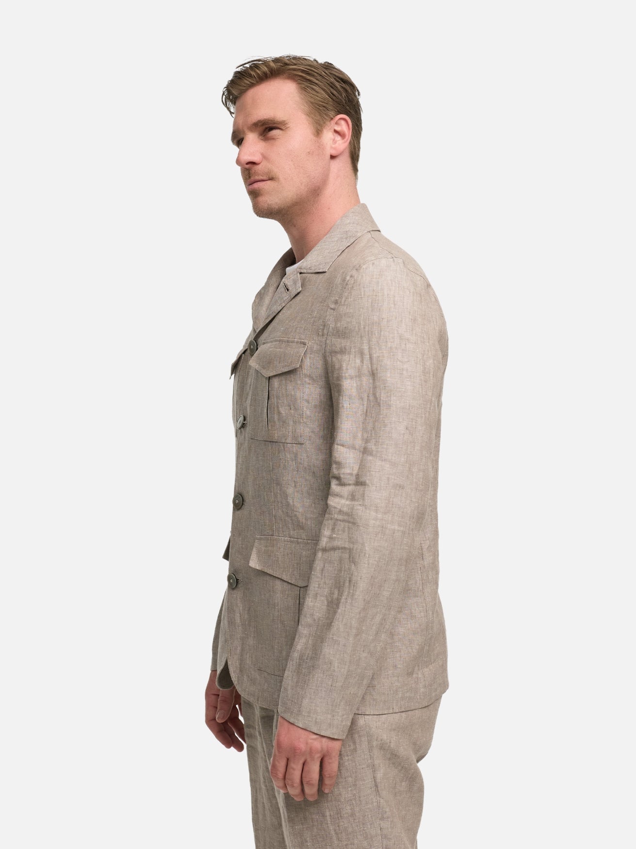 Herren Overshirt DiCampo in Med. Beige, Seitenansicht