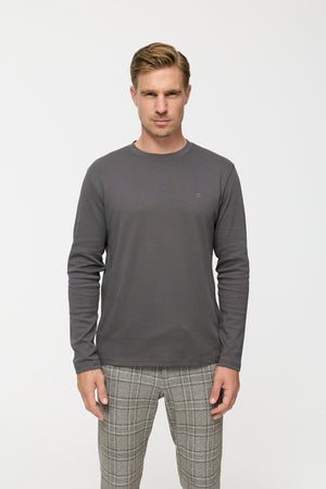 DiOwen Langarm Shirt Slim Fit | Charcoal